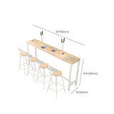 Mesa de madera de madera de madera de altura de barra rectangular con base blanca