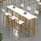 Rectangular Bar-height Table Wood Top Pub Table with Gold Base 86.6"L x 15.7"W x 41.3"H White Without Chairs Clearhalo 'Bar Furniture' 'Bar Tables' 'bar_tables' 'furn' 'furn_bar_tables' 'Furniture' 'Kitchen & Dining Furniture' 6412591
