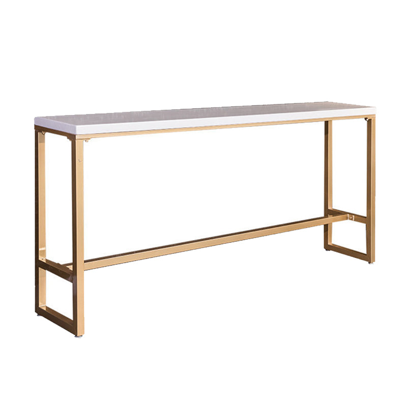 Rectangular Bar-height Table Wood Top Pub Table with Gold Base White Without Chairs Clearhalo 'Bar Furniture' 'Bar Tables' 'bar_tables' 'furn' 'furn_bar_tables' 'Furniture' 'Kitchen & Dining Furniture' 6412594