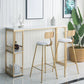 Glam Bar-height Table Solid Wood Top Bistro Pub Table with 2 Shelves 70.9"L x 15.7"W x 41.3"H Without Chairs Clearhalo 'Bar Furniture' 'Bar Tables' 'bar_tables' 'furn' 'furn_bar_tables' 'Furniture' 'Kitchen & Dining Furniture' 6412607