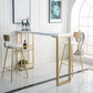 Glam Bar-height Table Solid Wood Top Bistro Pub Table with 2 Shelves 63"L x 15.7"W x 41.3"H Without Chairs Clearhalo 'Bar Furniture' 'Bar Tables' 'bar_tables' 'furn' 'furn_bar_tables' 'Furniture' 'Kitchen & Dining Furniture' 6412608