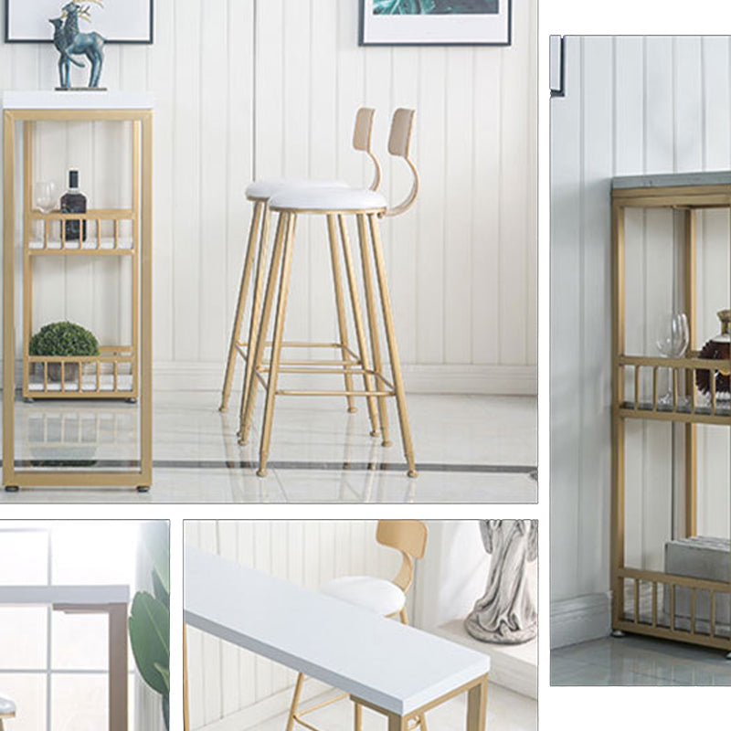 Glam Bar-height Table Solid Wood Top Bistro Pub Table with 2 Shelves Clearhalo 'Bar Furniture' 'Bar Tables' 'bar_tables' 'furn' 'furn_bar_tables' 'Furniture' 'Kitchen & Dining Furniture' 6412612