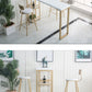 Glam Bar-height Table Solid Wood Top Bistro Pub Table with 2 Shelves Clearhalo 'Bar Furniture' 'Bar Tables' 'bar_tables' 'furn' 'furn_bar_tables' 'Furniture' 'Kitchen & Dining Furniture' 6412613