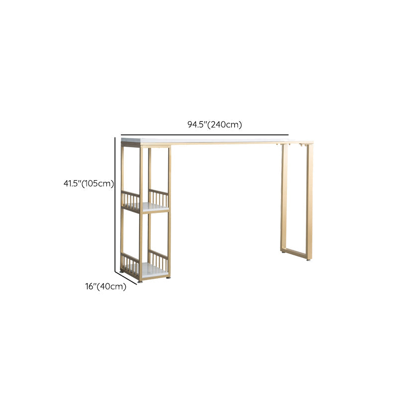 Glam Bar-height Table Solid Wood Top Bistro Pub Table with 2 Shelves Clearhalo 'Bar Furniture' 'Bar Tables' 'bar_tables' 'furn' 'furn_bar_tables' 'Furniture' 'Kitchen & Dining Furniture' 6412614