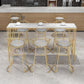 Table de pub de bistro moderne à hauteur de bar avec plateau en faux marbre et base dorée