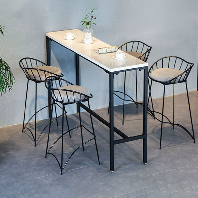 Table de bar de style moderne, bureau de bar de bistro fixe en faux marbre avec repose-pieds