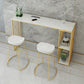 Modern Bar-height Table Faux Marble Top Bistro Pub Table with 2 Shelves 55.1"L x 15.7"W x 41.3"H Without Chairs Clearhalo 'Bar Furniture' 'Bar Tables' 'bar_tables' 'furn' 'furn_bar_tables' 'Furniture' 'Kitchen & Dining Furniture' 6412659