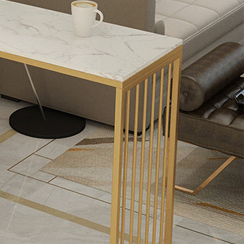 Modern Bar-height Table Faux Marble Top Bistro Pub Table with 2 Shelves Clearhalo 'Bar Furniture' 'Bar Tables' 'bar_tables' 'furn' 'furn_bar_tables' 'Furniture' 'Kitchen & Dining Furniture' 6412663