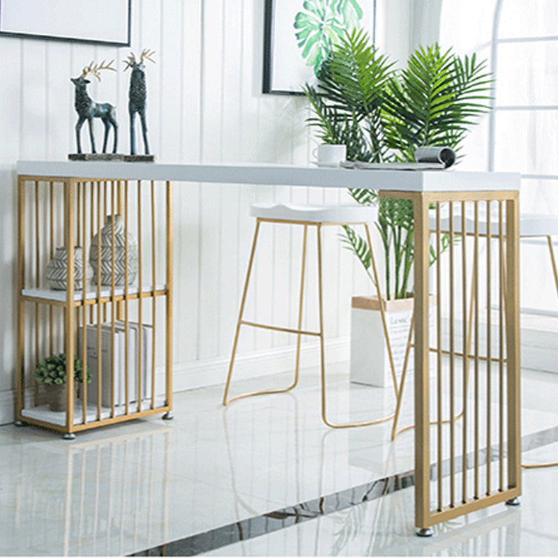 Modern Bar-height Table Faux Marble Top Bistro Pub Table with 2 Shelves Clearhalo 'Bar Furniture' 'Bar Tables' 'bar_tables' 'furn' 'furn_bar_tables' 'Furniture' 'Kitchen & Dining Furniture' 6412668