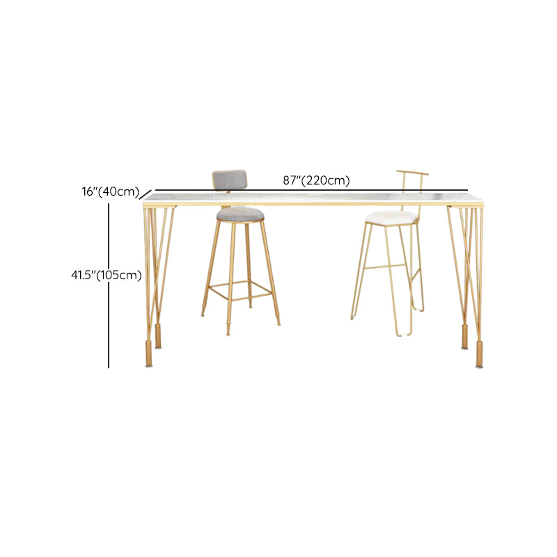 Rechteckiger Bartisch im Glam-Stil, Bartisch aus Holz mit 4 Beinen