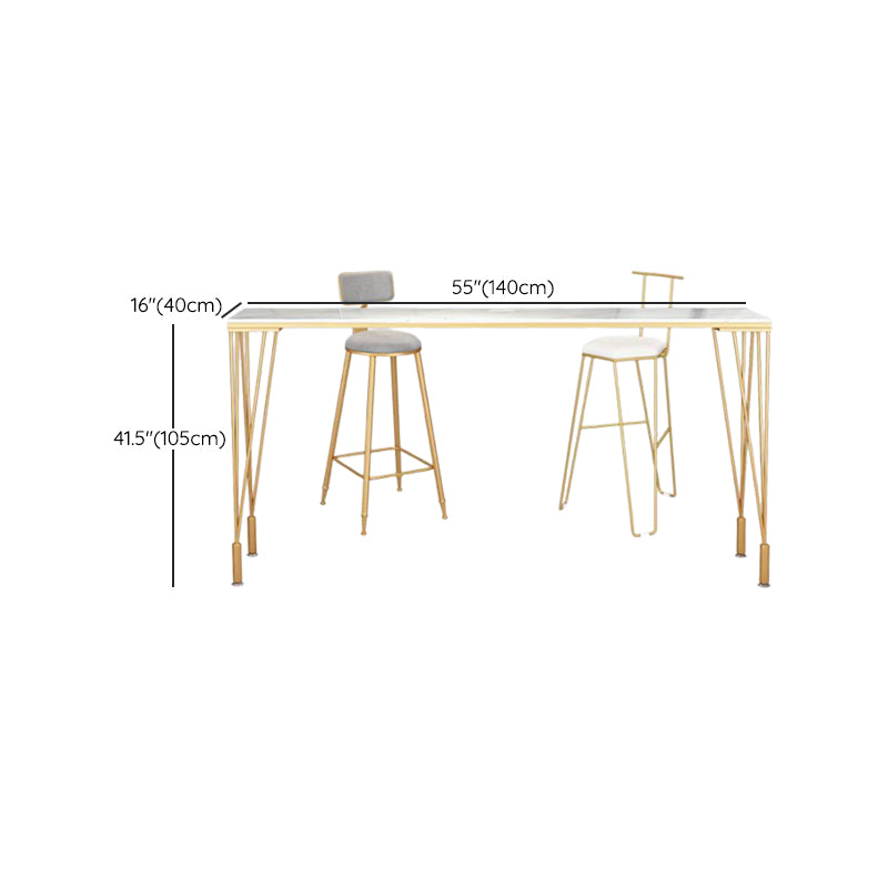 Rechteckiger Bartisch im Glam-Stil, Bartisch aus Holz mit 4 Beinen