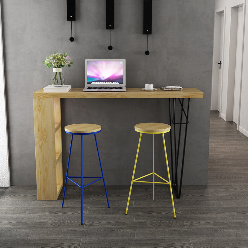 Industrial Rectangle Bistro Bar Desk Pine Solid Wood Bar Dining Table 39.4"L x 15.7"W x 39.4"H Black Without Chairs Clearhalo 'Bar Furniture' 'Bar Tables' 'bar_tables' 'furn' 'furn_bar_tables' 'Furniture' 'Kitchen & Dining Furniture' 6412772