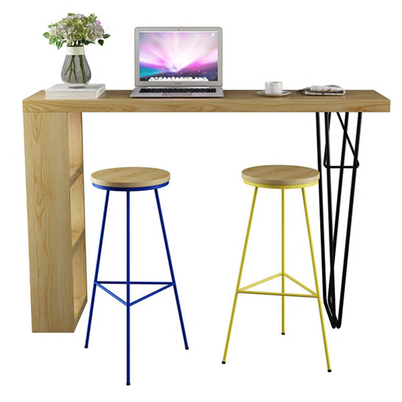 Industrial Rectangle Bistro Bar Desk Pine Solid Wood Bar Dining Table Black Without Chairs Clearhalo 'Bar Furniture' 'Bar Tables' 'bar_tables' 'furn' 'furn_bar_tables' 'Furniture' 'Kitchen & Dining Furniture' 6412773