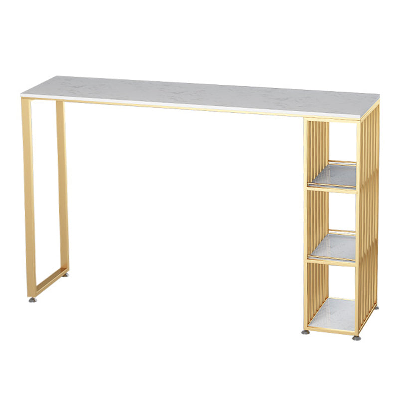 Modern Bar-height Table FauxMarble Top Bistro Bar Table with 3 Shelve Without Chairs Clearhalo 'Bar Furniture' 'Bar Tables' 'bar_tables' 'furn' 'furn_bar_tables' 'Furniture' 'Kitchen & Dining Furniture' 6412790