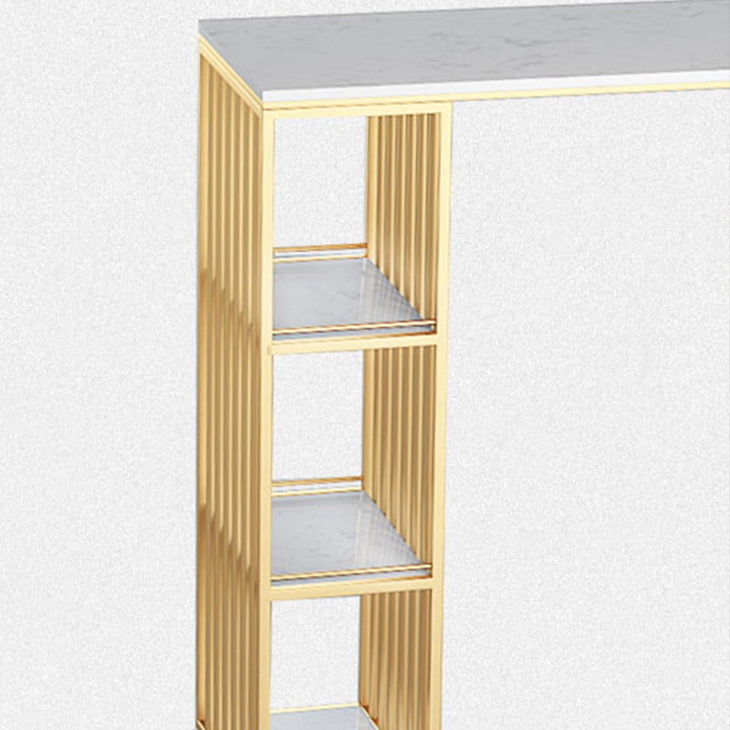 Modern Bar-height Table FauxMarble Top Bistro Bar Table with 3 Shelve Clearhalo 'Bar Furniture' 'Bar Tables' 'bar_tables' 'furn' 'furn_bar_tables' 'Furniture' 'Kitchen & Dining Furniture' 6412793