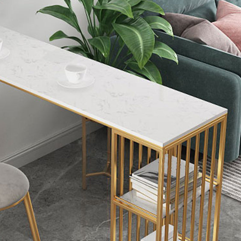 Modern Bar-height Table FauxMarble Top Bistro Bar Table with 3 Shelve Clearhalo 'Bar Furniture' 'Bar Tables' 'bar_tables' 'furn' 'furn_bar_tables' 'Furniture' 'Kitchen & Dining Furniture' 6412794