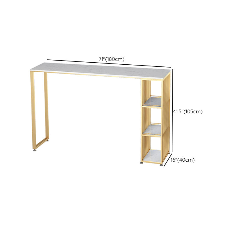 Modern Bar-height Table FauxMarble Top Bistro Bar Table with 3 Shelve Clearhalo 'Bar Furniture' 'Bar Tables' 'bar_tables' 'furn' 'furn_bar_tables' 'Furniture' 'Kitchen & Dining Furniture' 6412797