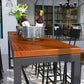 Tavolo industriale da bar con piano in legno massello, tavolo da pub bistrot con base nera