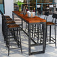 Tavolo industriale da bar con piano in legno massello, tavolo da pub bistrot con base nera