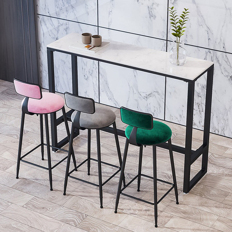 Modern Bar-height Table White Faux Marble Top Bistro Pub Table 55.1"L x 15.7"W x 41.3"H Black Without Chairs Clearhalo 'Bar Furniture' 'Bar Tables' 'bar_tables' 'furn' 'furn_bar_tables' 'Furniture' 'Kitchen & Dining Furniture' 6412842