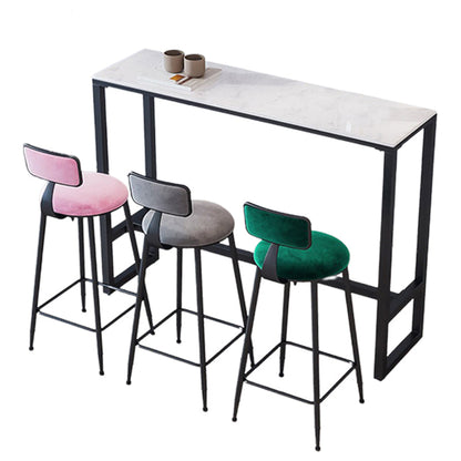 Modern Bar-height Table White Faux Marble Top Bistro Pub Table Black Without Chairs Clearhalo 'Bar Furniture' 'Bar Tables' 'bar_tables' 'furn' 'furn_bar_tables' 'Furniture' 'Kitchen & Dining Furniture' 6412845