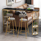 Table de bar de style Glam, table de bistro à double caisson en faux marbre avec rangement