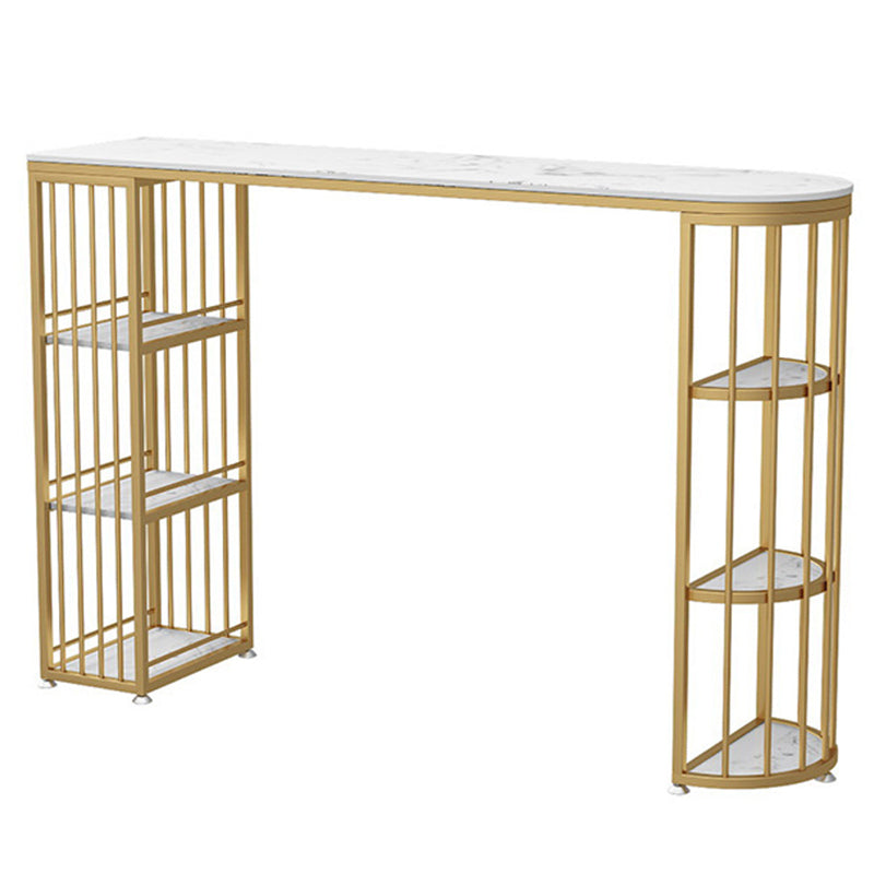 Table de bar de style Glam, table de bistro à double caisson en faux marbre avec rangement