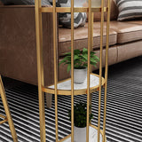 Mesa de barra de estilo glamoroso mesa de bistro de doble pedestal de mármol con almacenamiento con almacenamiento