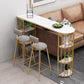 Table de bar de style Glam, table de bistro à double caisson en faux marbre avec rangement