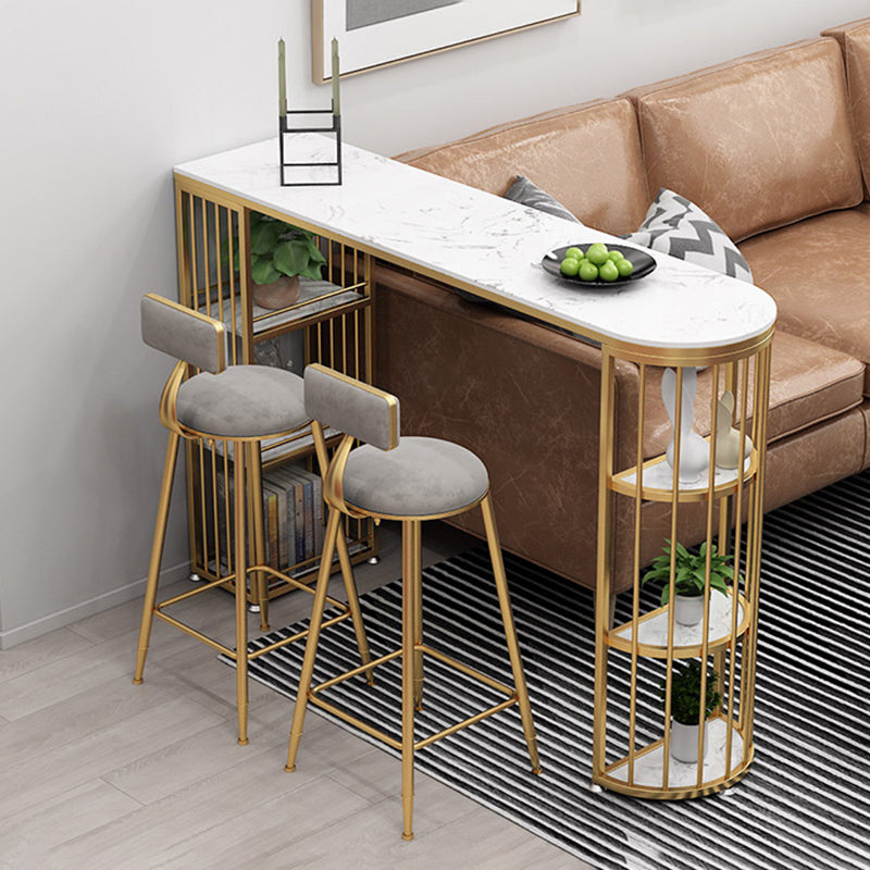 Table de bar de style Glam, table de bistro à double caisson en faux marbre avec rangement