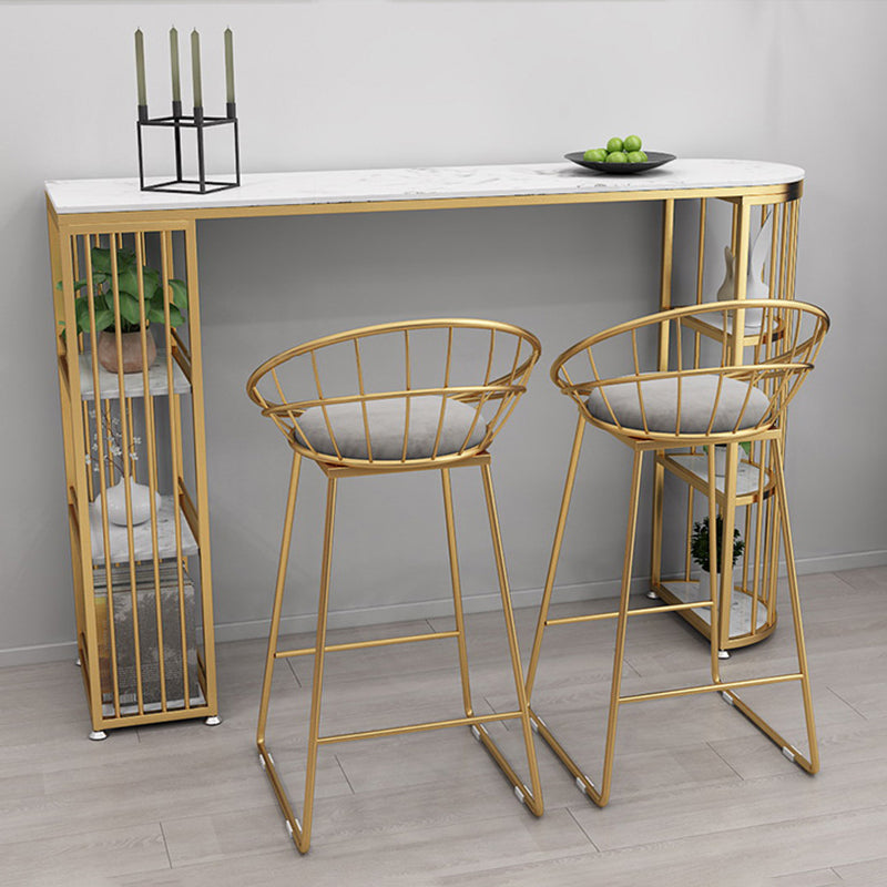 Table de bar de style Glam, table de bistro à double caisson en faux marbre avec rangement