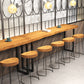 Tavolo industriale da bar con piano in legno massello, tavolo da pub bistrot con base nera