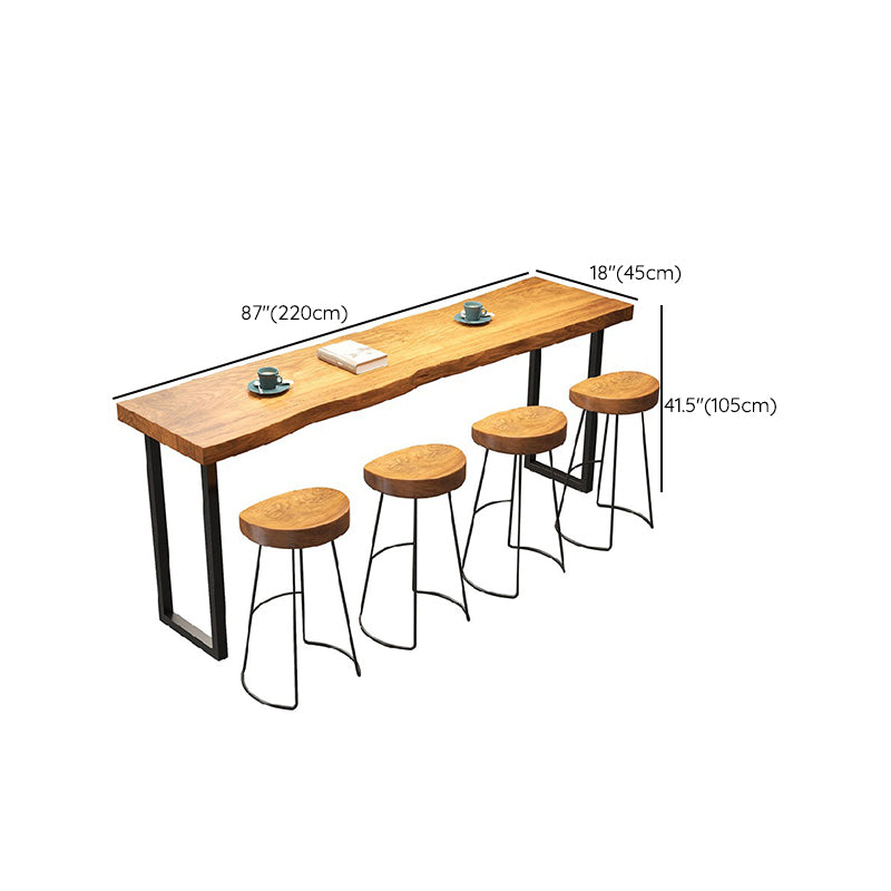 Tavolo industriale da bar con piano in legno massello, tavolo da pub bistrot con base nera