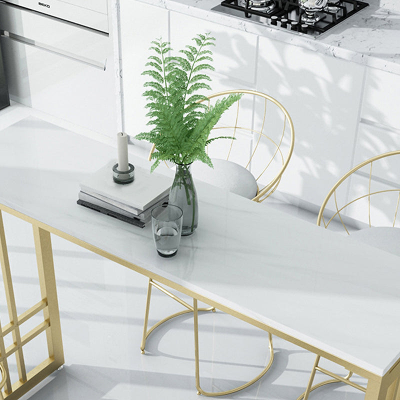 Glam Style Rectangle Bar Table Faux Marble Fixed Bar Height Table for Indoor Clearhalo 'Bar Furniture' 'Bar Tables' 'bar_tables' 'furn' 'furn_bar_tables' 'Furniture' 'Kitchen & Dining Furniture' 6412977