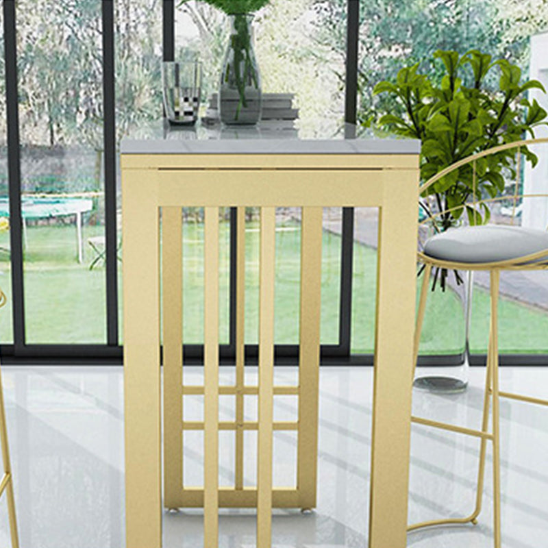 Glam Style Rectangle Bar Table Faux Marble Fixed Bar Height Table for Indoor Clearhalo 'Bar Furniture' 'Bar Tables' 'bar_tables' 'furn' 'furn_bar_tables' 'Furniture' 'Kitchen & Dining Furniture' 6412978