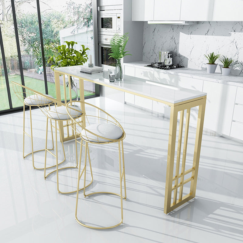Glam Style Rectangle Bar Table Faux Marble Fixed Bar Height Table for Indoor Clearhalo 'Bar Furniture' 'Bar Tables' 'bar_tables' 'furn' 'furn_bar_tables' 'Furniture' 'Kitchen & Dining Furniture' 6412982