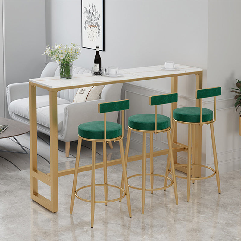 Tavolo moderno da bar con piano in finto marmo, tavolo da pub bistrot con base in metallo