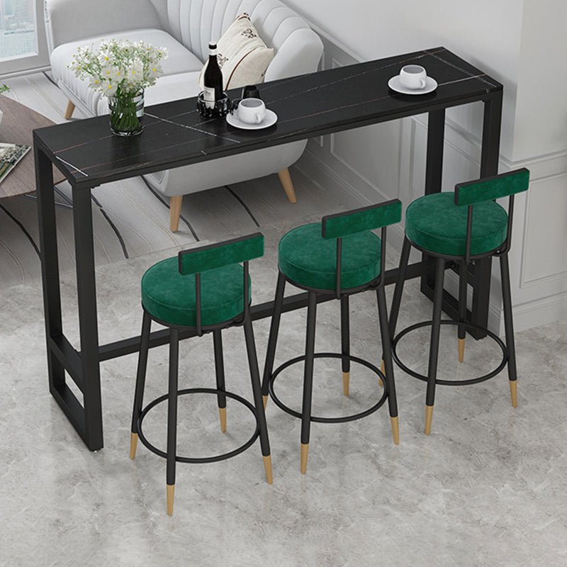 Tavolo moderno da bar con piano in finto marmo, tavolo da pub bistrot con base in metallo