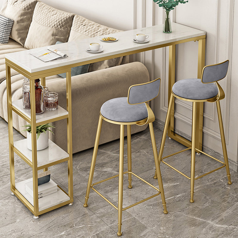 Bartisch im Glam-Stil, Steintisch mit doppeltem Sockel und Stauraum