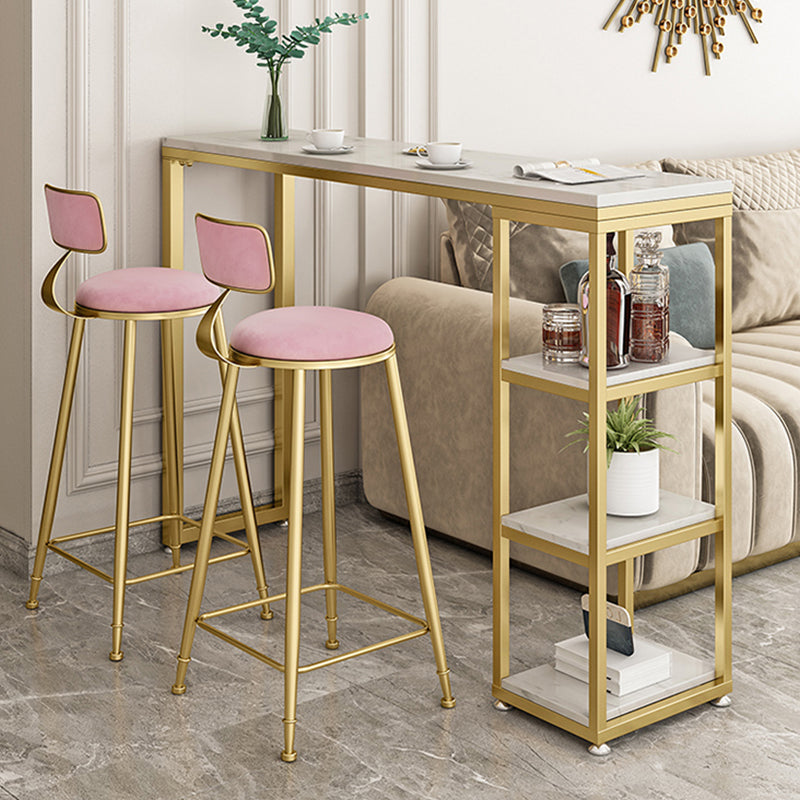 Bartisch im Glam-Stil, Steintisch mit doppeltem Sockel und Stauraum