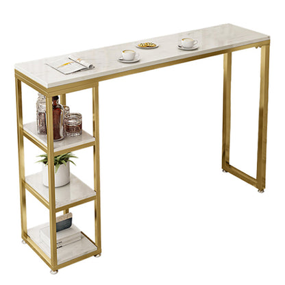 Bartisch im Glam-Stil, Steintisch mit doppeltem Sockel und Stauraum