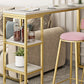 Bartisch im Glam-Stil, Steintisch mit doppeltem Sockel und Stauraum