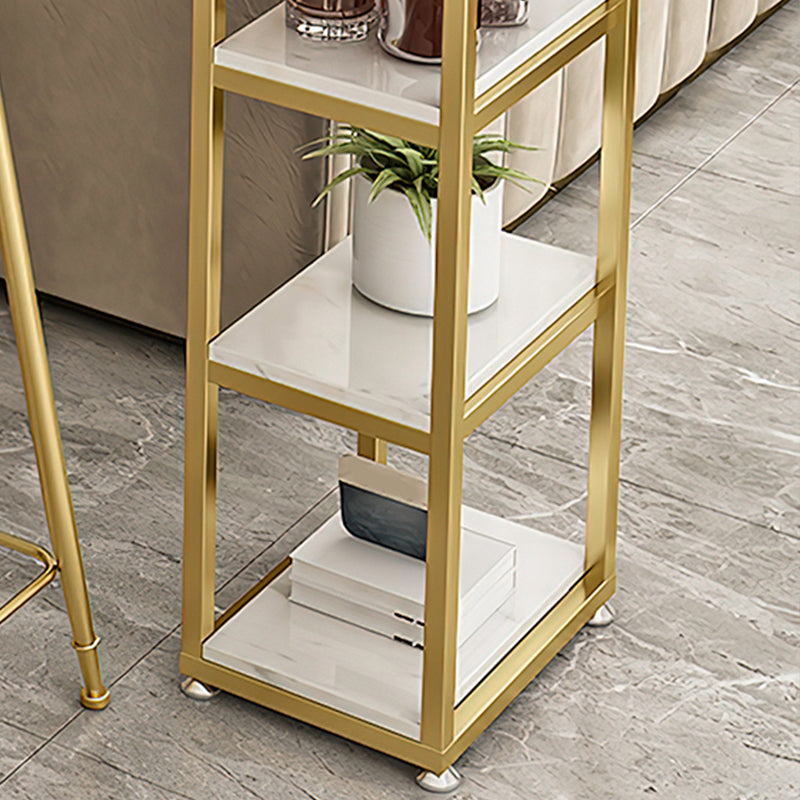 Bartisch im Glam-Stil, Steintisch mit doppeltem Sockel und Stauraum