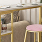 Bartisch im Glam-Stil, Steintisch mit doppeltem Sockel und Stauraum