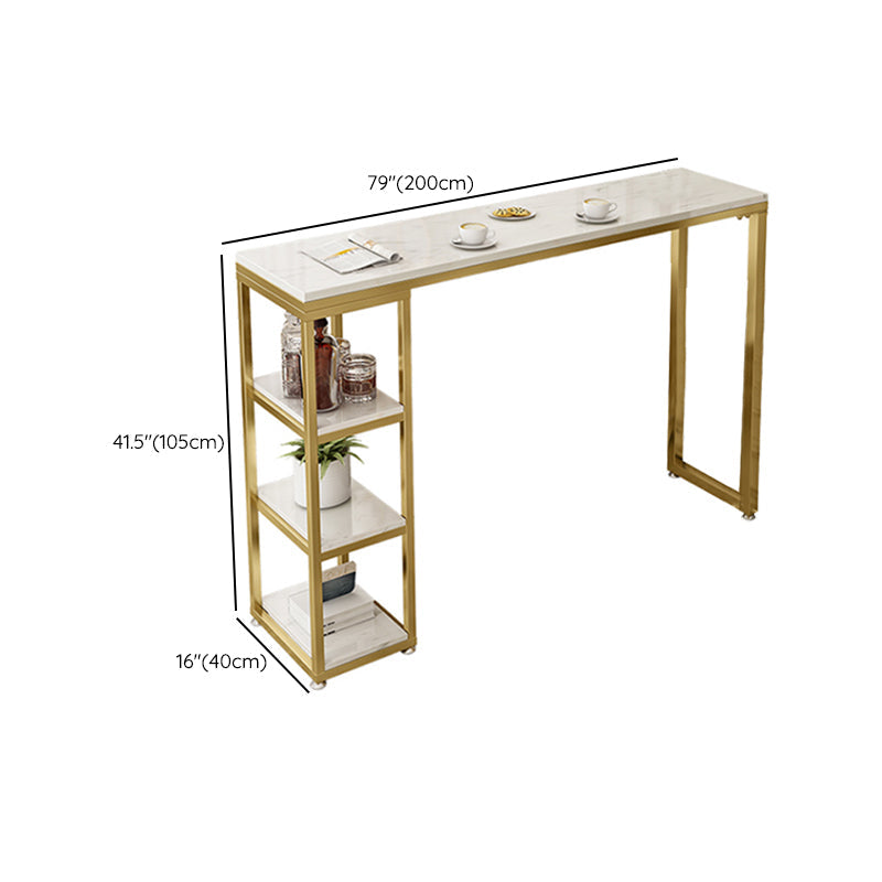 Bartisch im Glam-Stil, Steintisch mit doppeltem Sockel und Stauraum