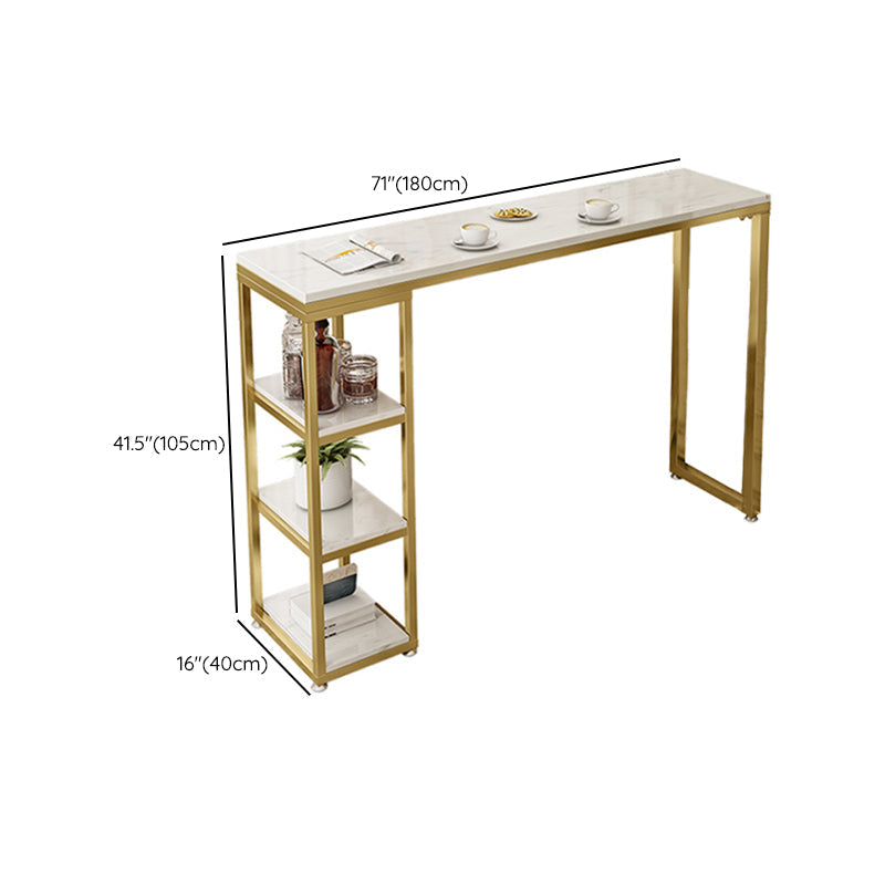 Bartisch im Glam-Stil, Steintisch mit doppeltem Sockel und Stauraum