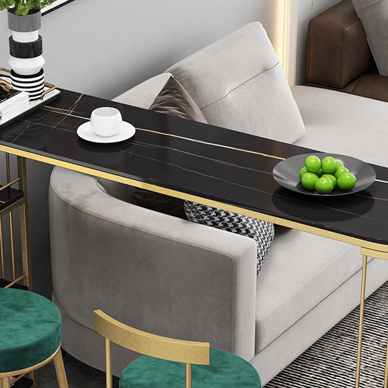 Modern Bar Height Table Faux Marble Top Bistro Bar Table with 3 Shelve