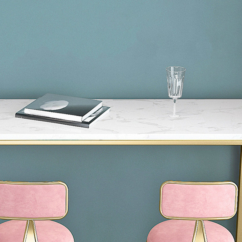 Mesa de bar rectangular de color blanco Mesa de bar de mármol sintético estilo Glam