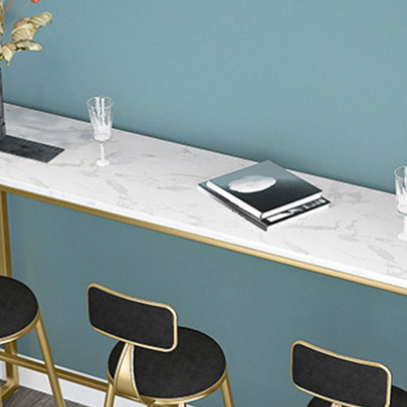 Mesa de bar rectangular de color blanco Mesa de bar de mármol sintético estilo Glam