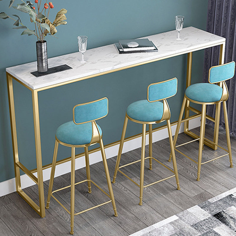 Mesa de bar rectangular de color blanco Mesa de bar de mármol sintético estilo Glam
